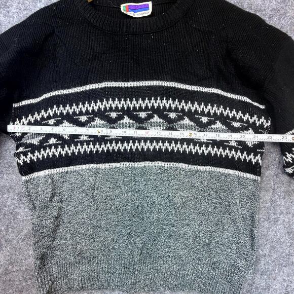 Vintage Sweater Graphix Sweater Mens Gray Black Ski Lodge Nordic Cabincore Retro - Picture 4 of 4